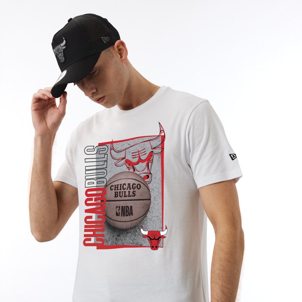 Weißes Chicago Bulls NBA Hoop T-Shirt