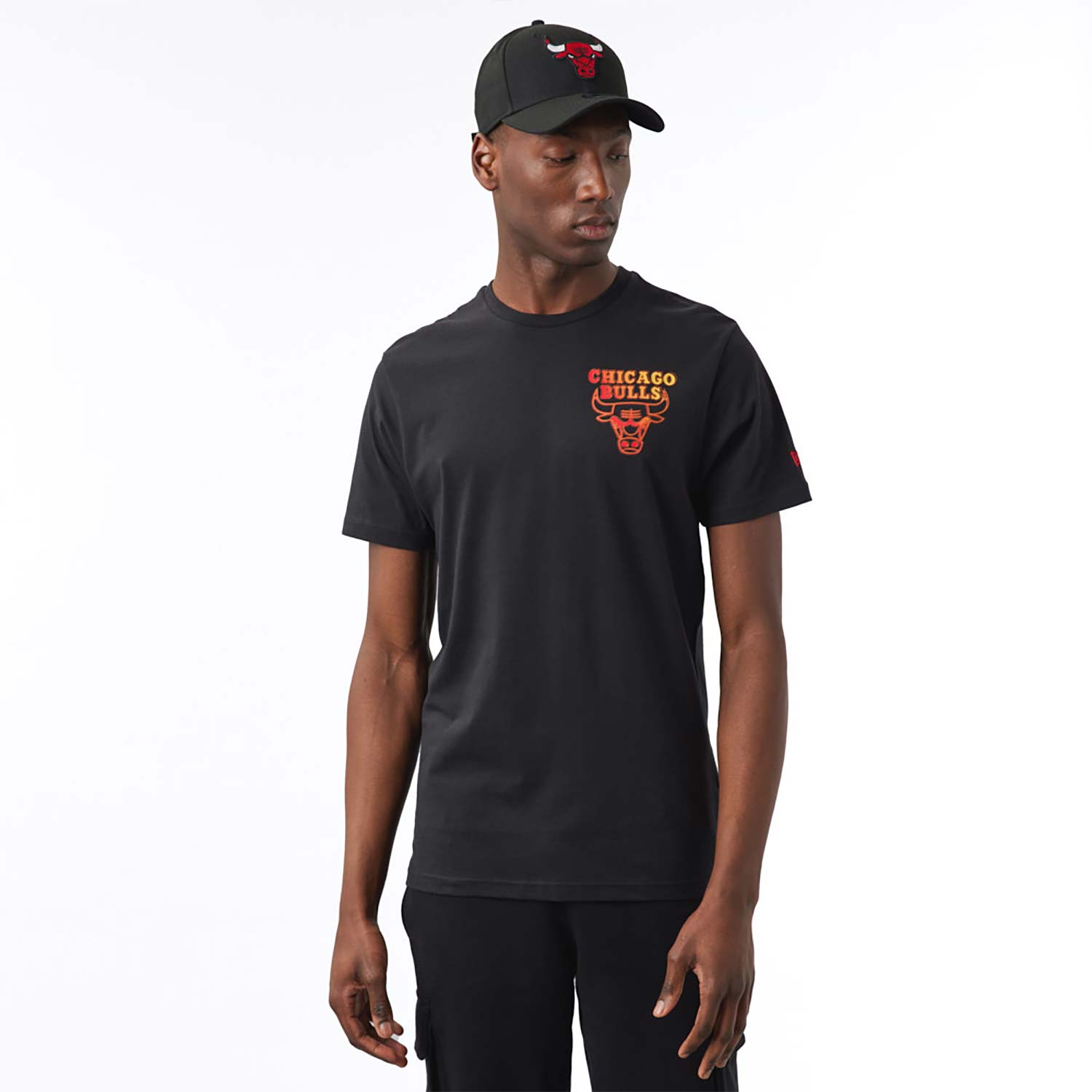 Chicago Bulls NBA Neon Fade Black T-Shirt