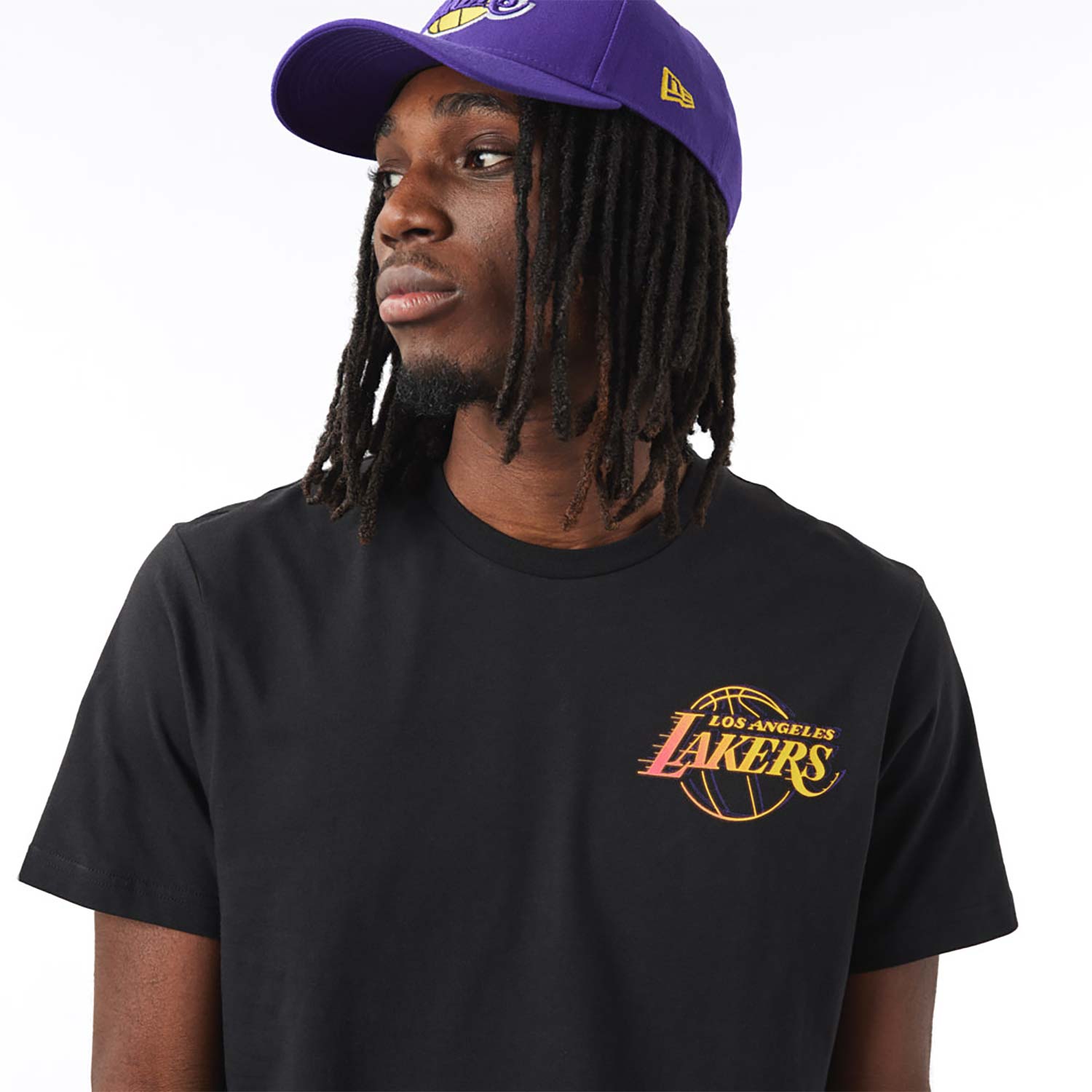 LA Lakers NBA Neon Fade Black T-Shirt