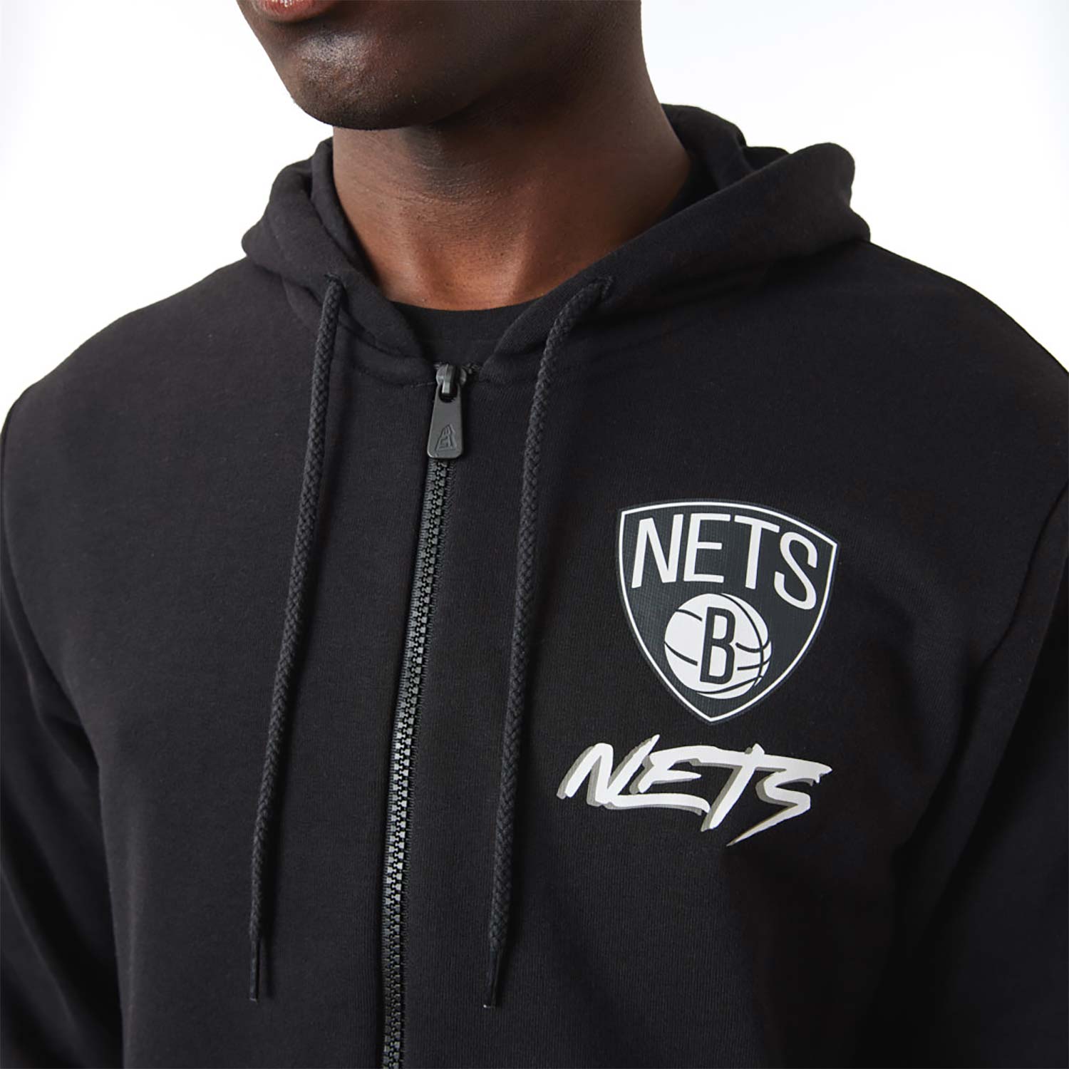 Brooklyn Nets NBA Script Black Zip Hoodie