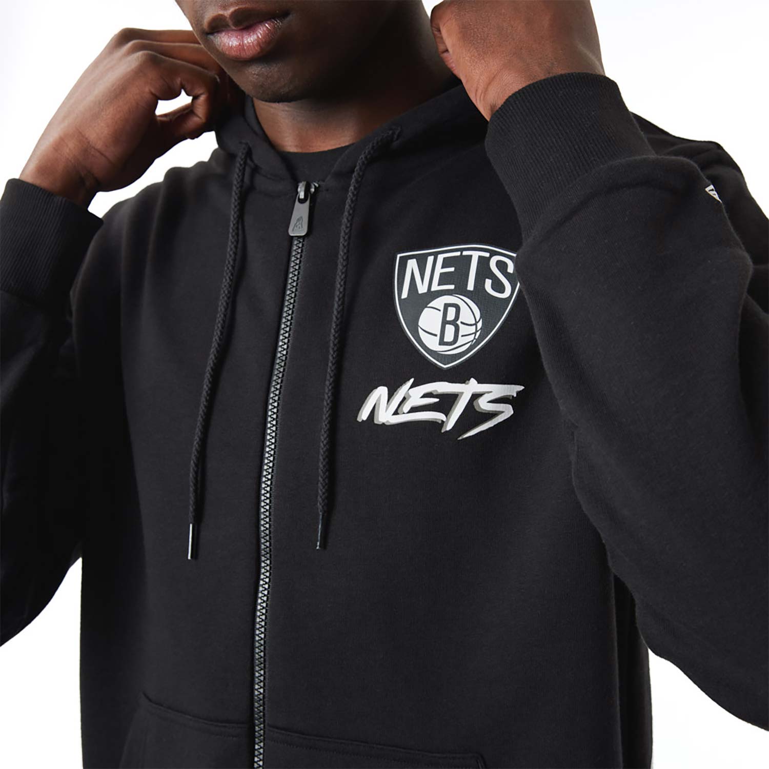 Brooklyn Nets NBA Script Black Zip Hoodie
