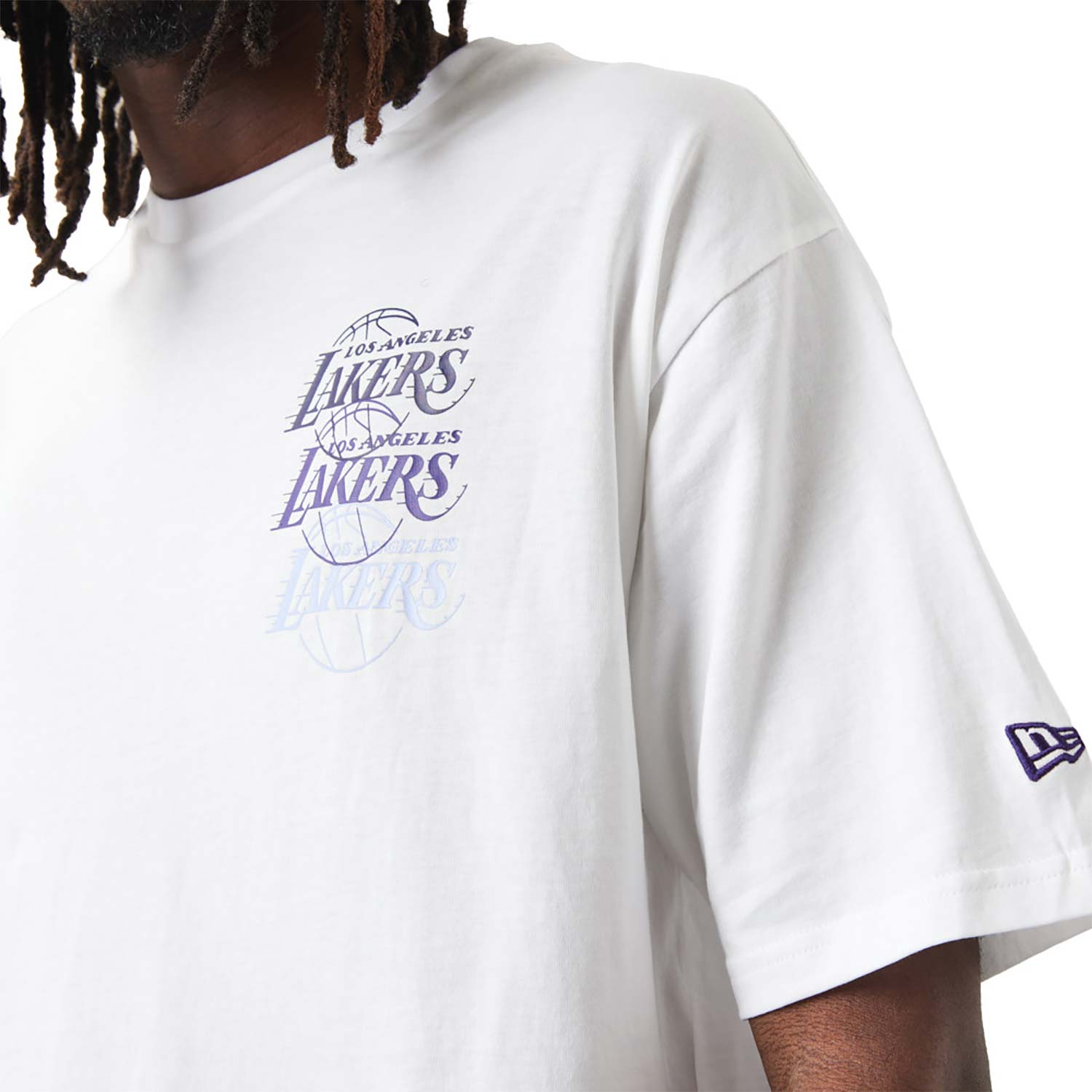 LA Lakers NBA Stacked White Oversized T-Shirt
