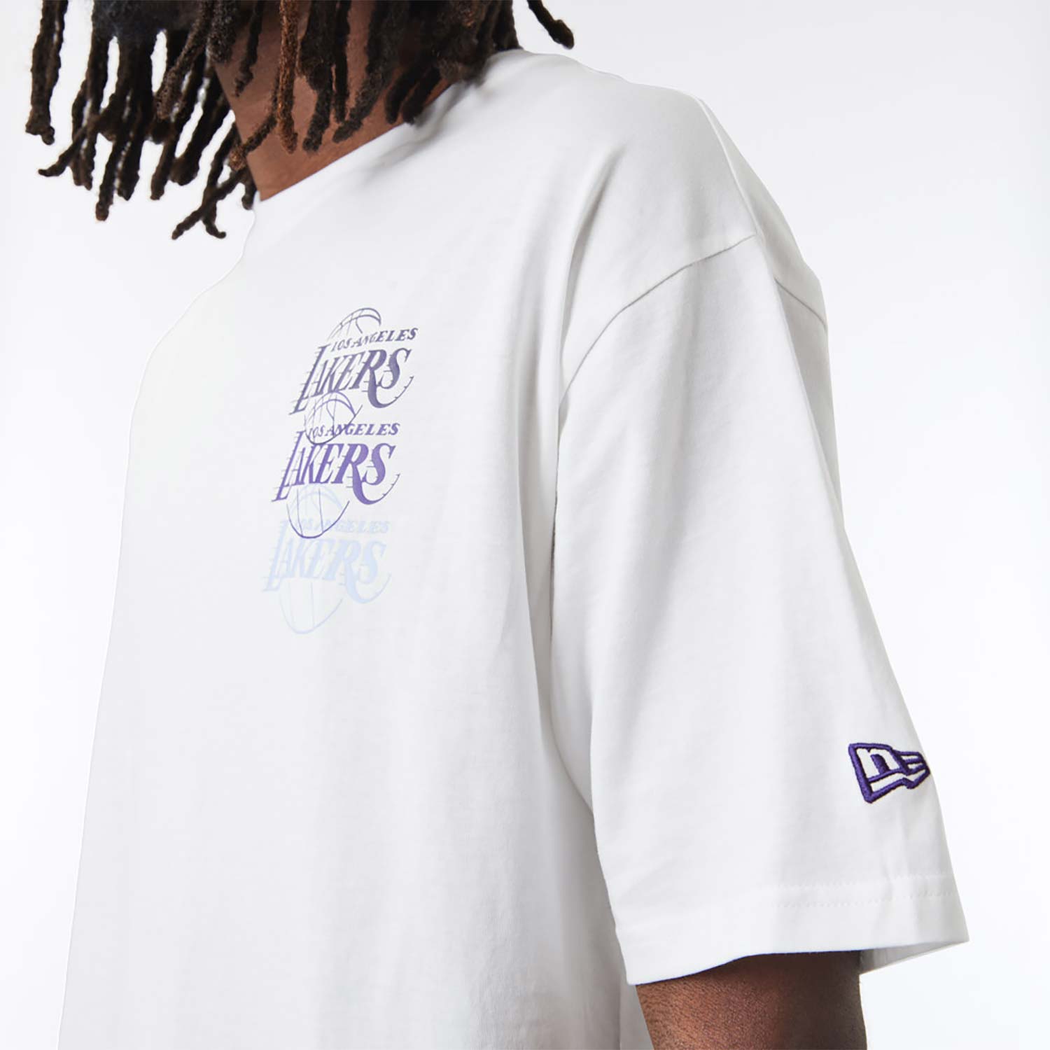 T-Shirt oversize LA Lakers NBA Stacked bianca 