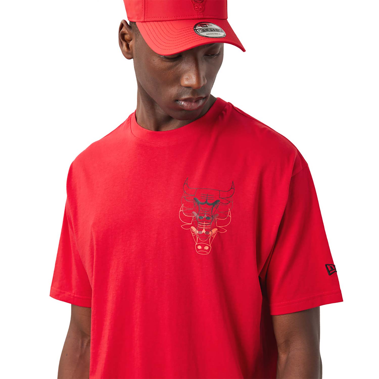 T-Shirt oversize Chicago Bulls NBA Stacked Rossa
