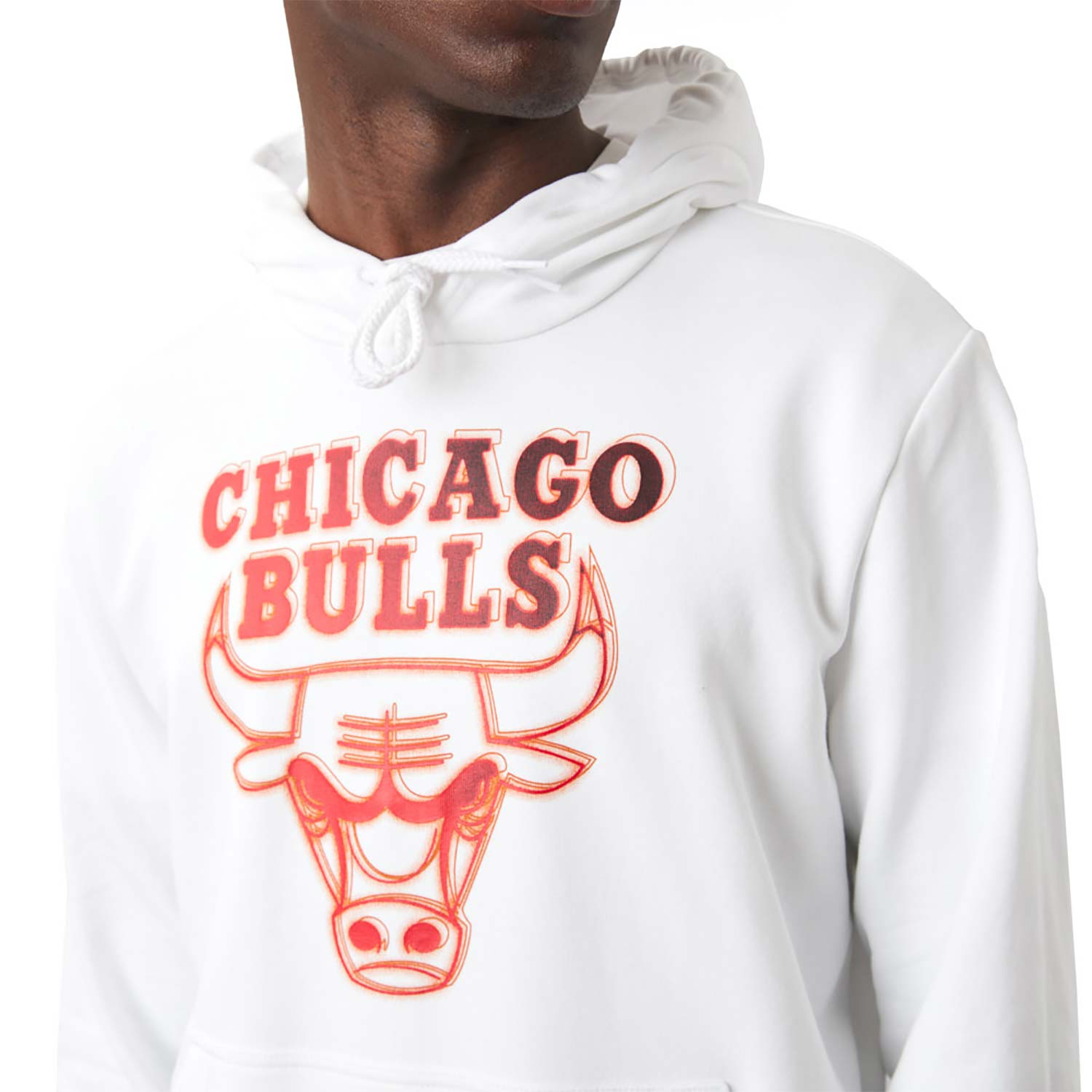 Felpa con cappuccio Chicago Bulls NBA Neon Fade Bianca