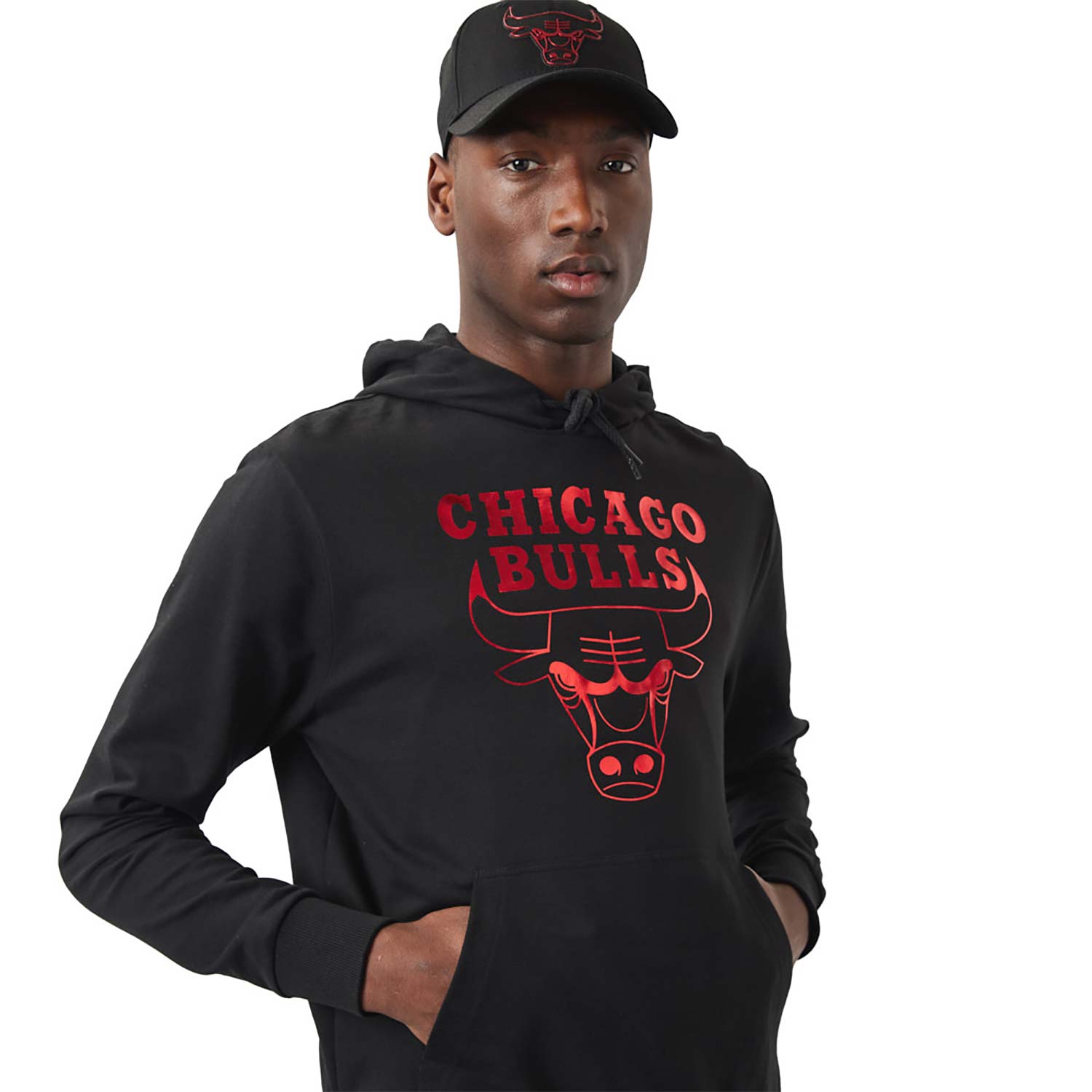 Felpa con cappuccio Chicago Bulls NBA Foil nera