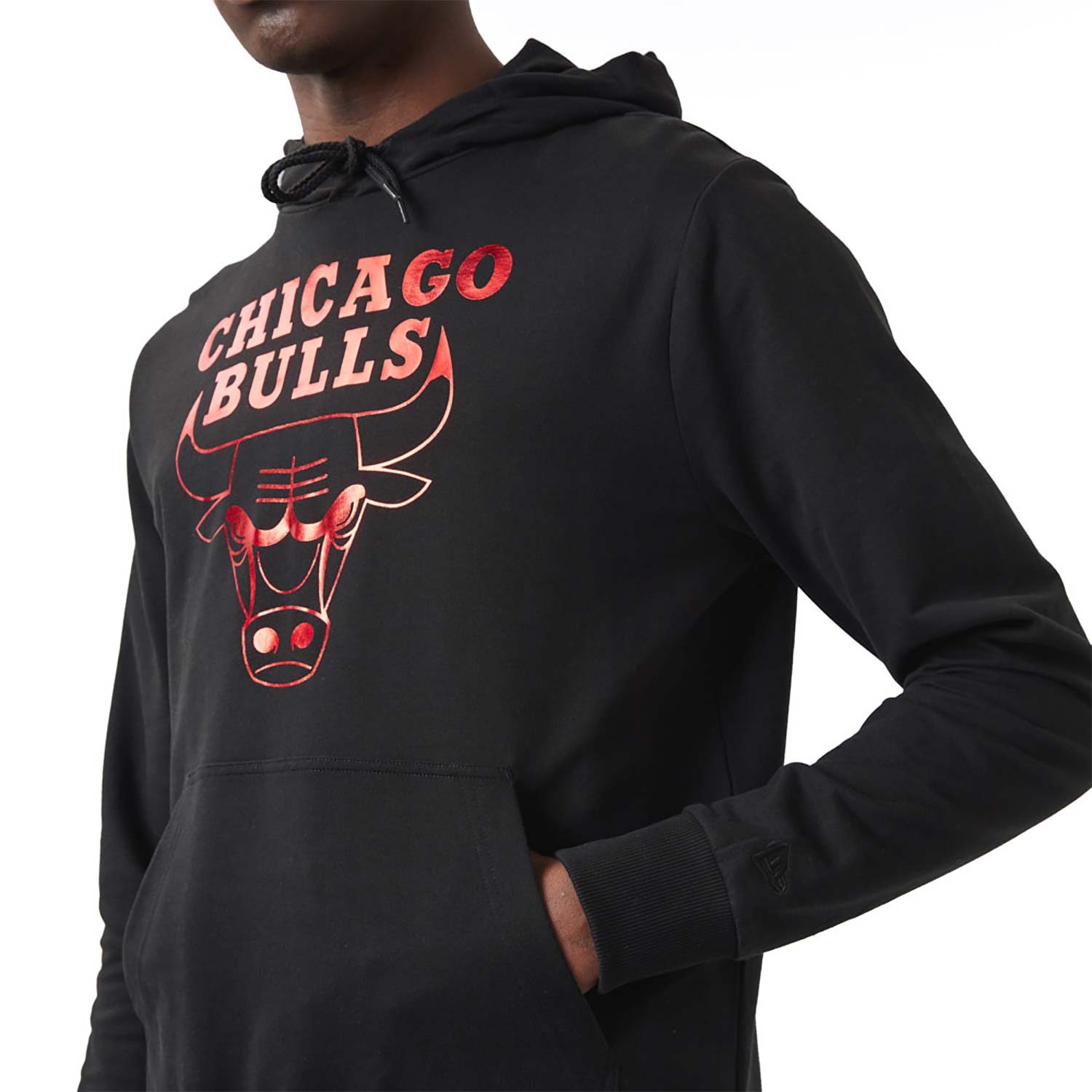 Felpa con cappuccio Chicago Bulls NBA Foil nera