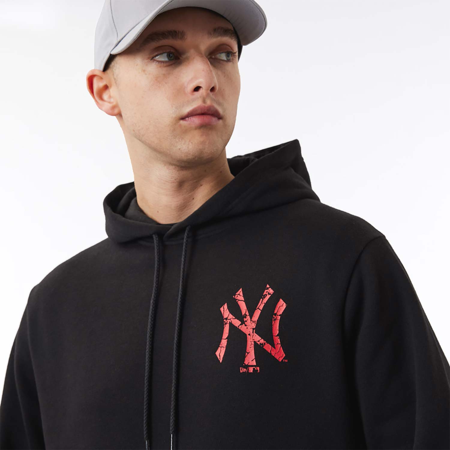 Felpa con cappuccio New York Yankees Logo Infill nera