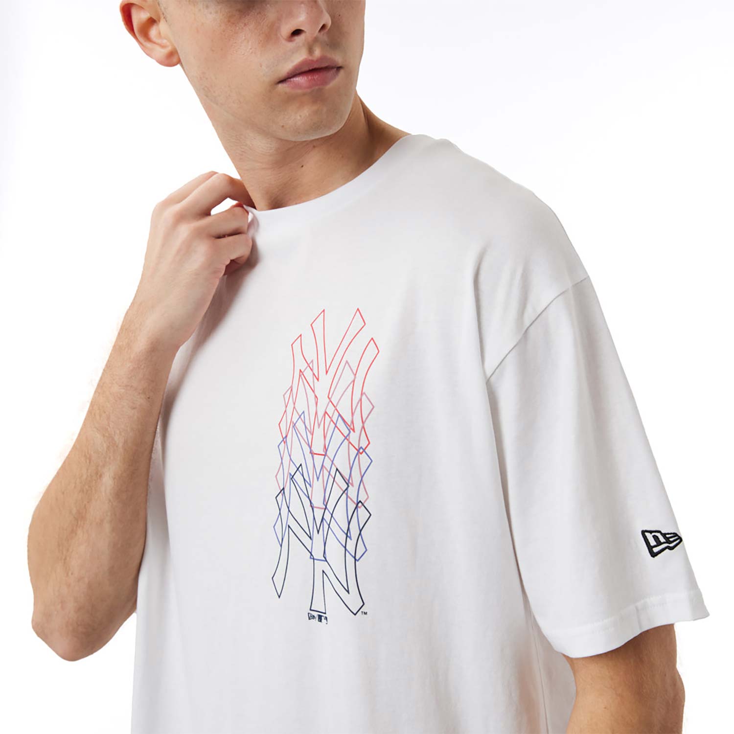 T-shirt Oversize New York Yankees Stack Logo Blanc