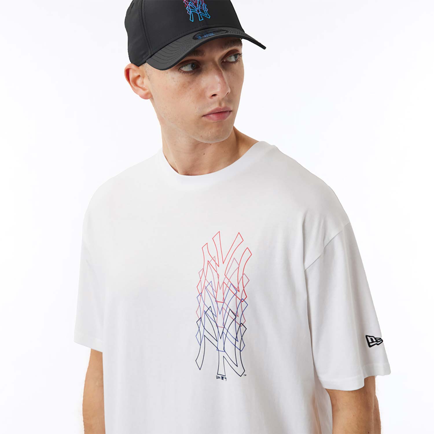 T-shirt Oversize New York Yankees Stack Logo Blanc