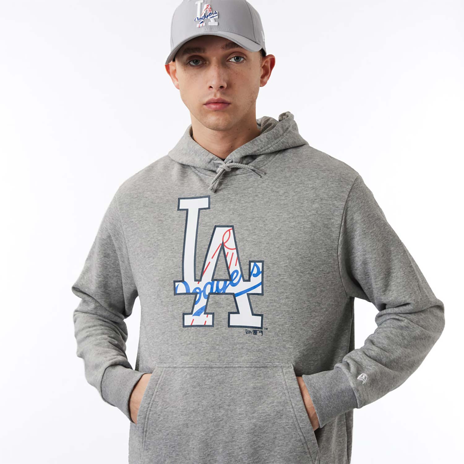 LA Dodgers Double Logo Grey Hoodie