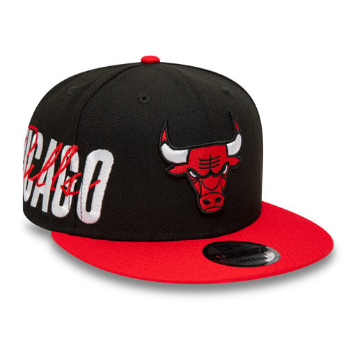 Schwarze Chicago Bulls Side Font 9FIFTY Snapback Cap