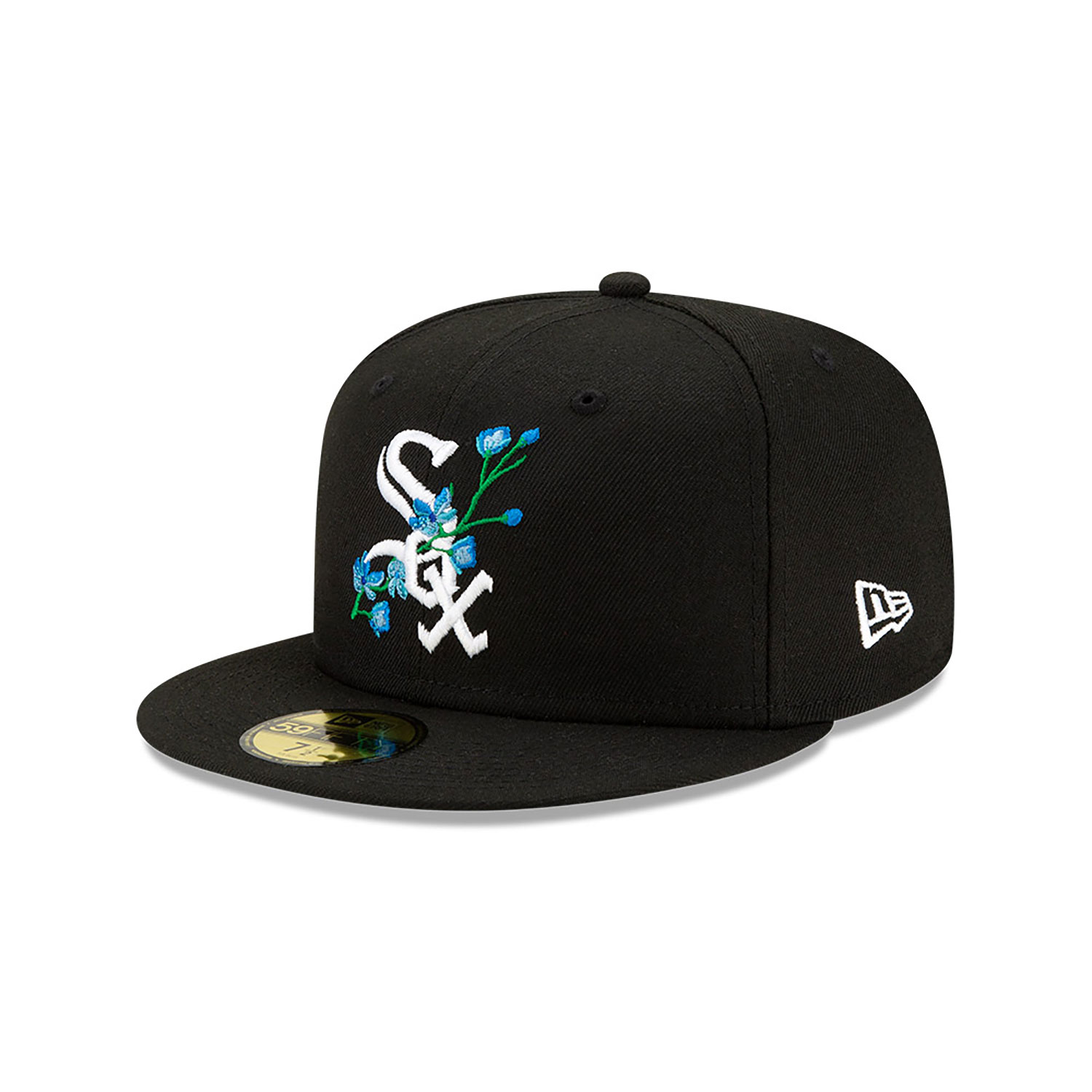 Chicago White Sox Side Patch Bloom Black 59FIFTY Fitted Cap
