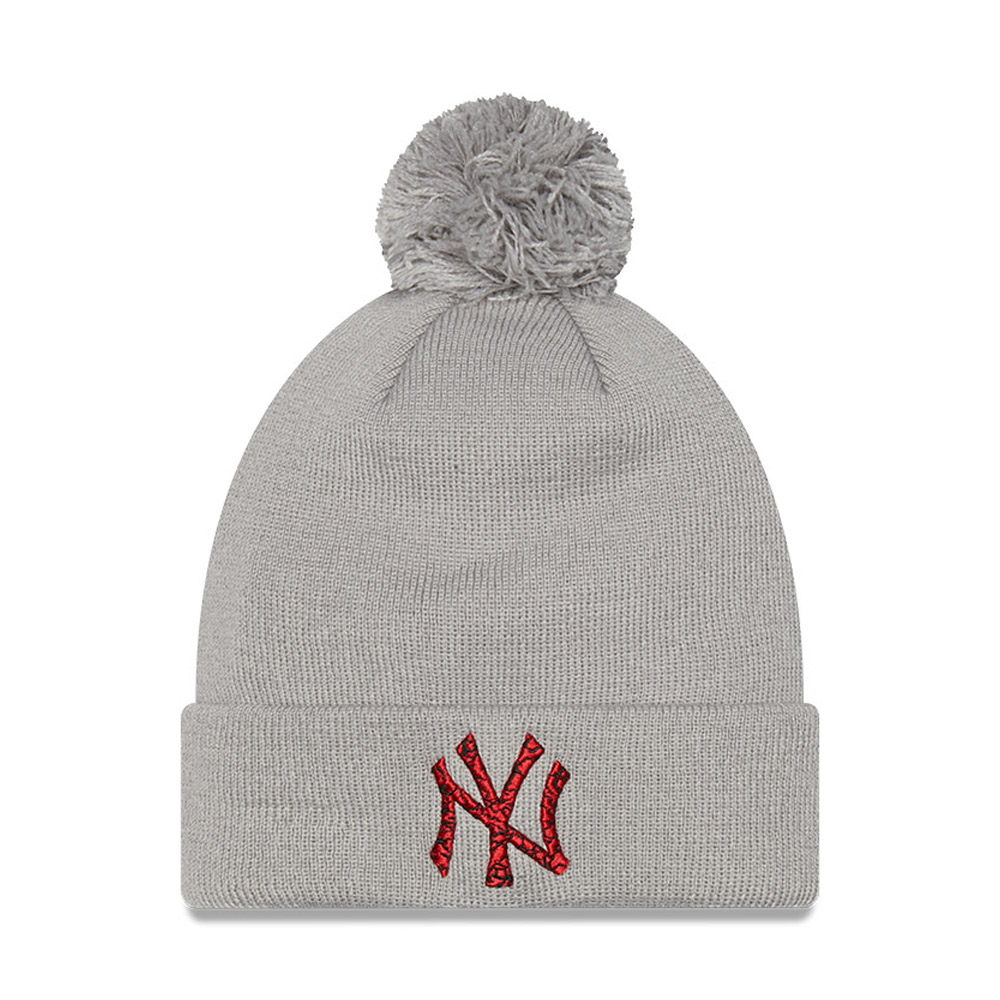 New York Yankees Infill Grey Bobble Beanie Hat