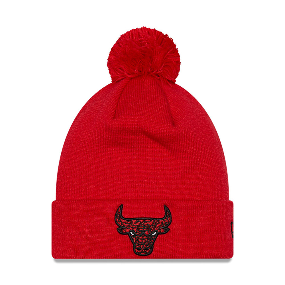Chicago Bulls Infill Red Bobble Beanie Hat