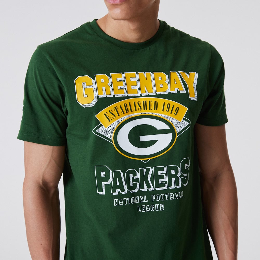 Green Bay Packers NFL Team Wordmark T-Shirt Verde Scuro