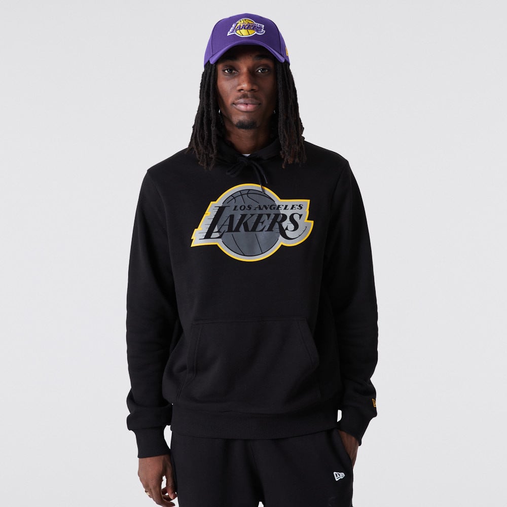 Felpa con cappuccio LA Lakers NBA Outline Logo nera