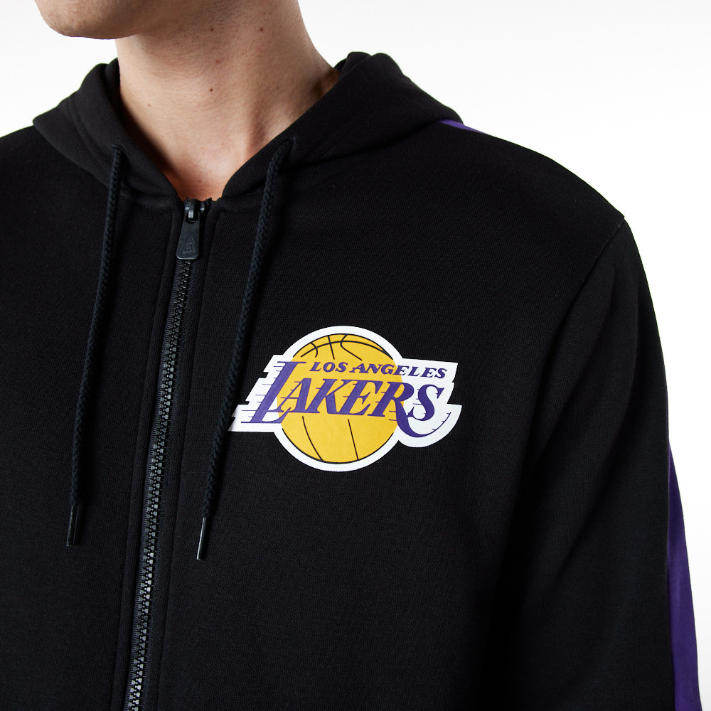 Felpa con cappuccio LA Lakers Full Zip Panel Detail nera