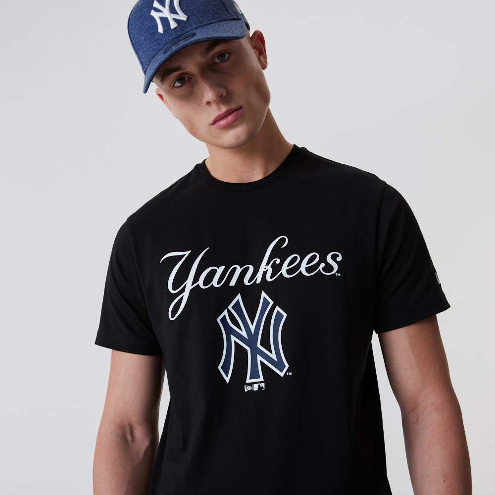 New York Yankees Script Black T-Shirt