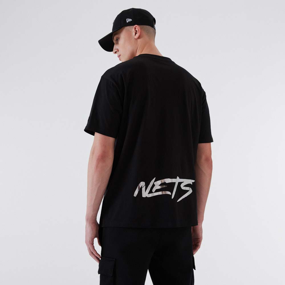 T-Shirt Brooklyn Nets NBA Metallic Nera