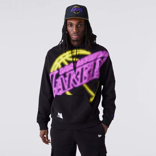 Schwarzer LA Lakers Neon Oversized Hoodie