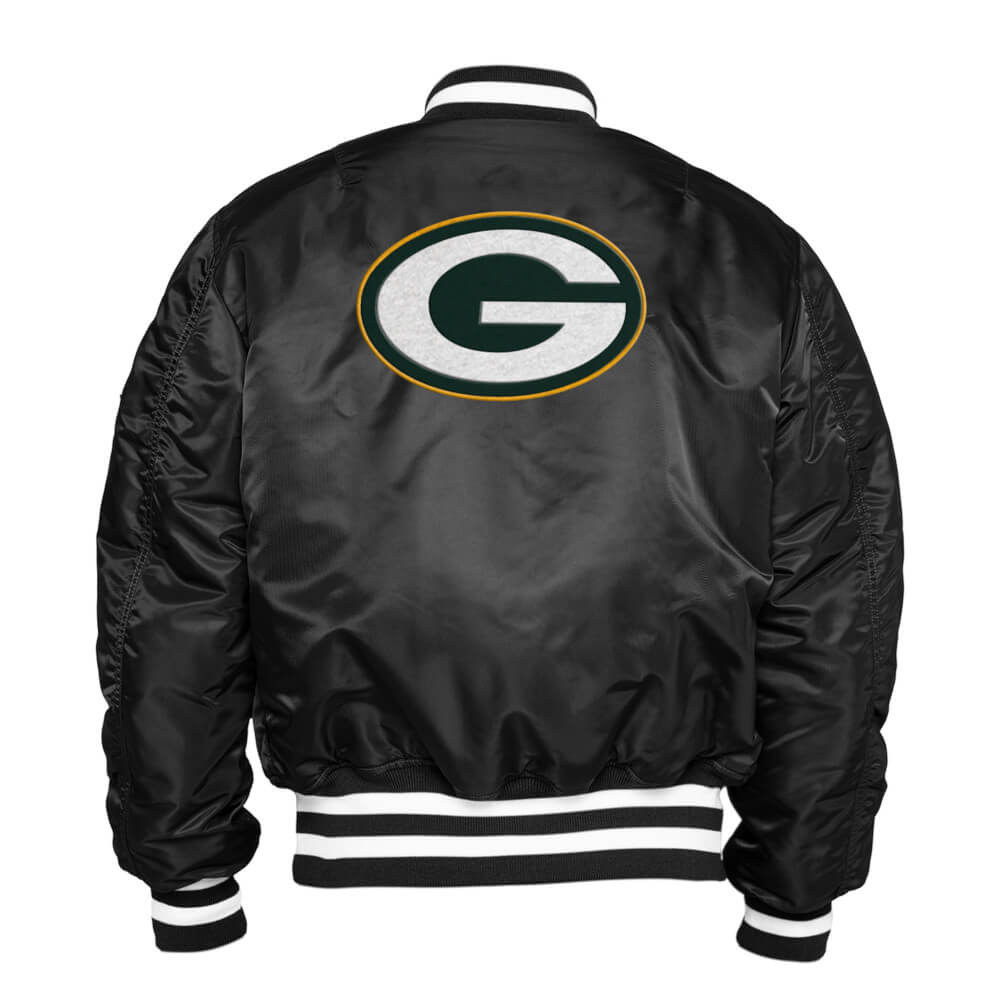 Green Bay Packers x Alpha Industries Black Reversible Bomber Jacket