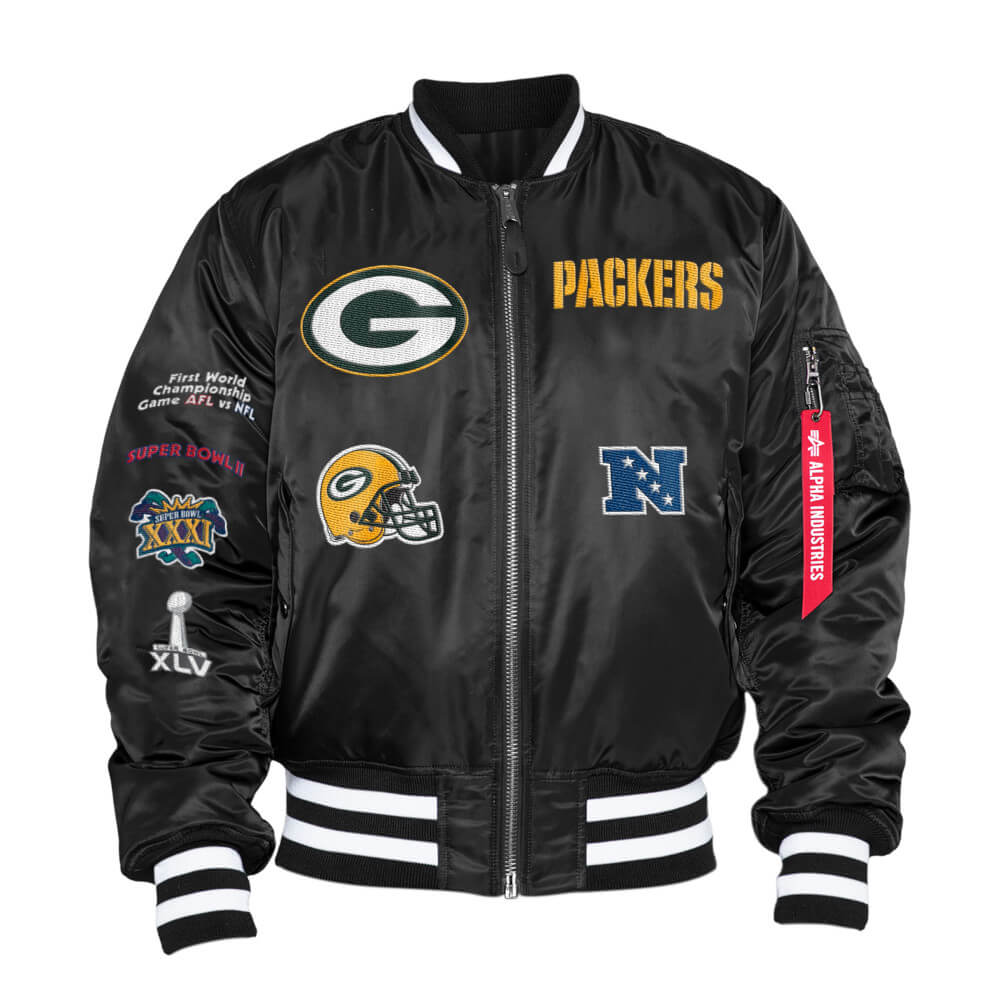 Bomber Reversibile Green Bay Packers x Alpha Industries Nero