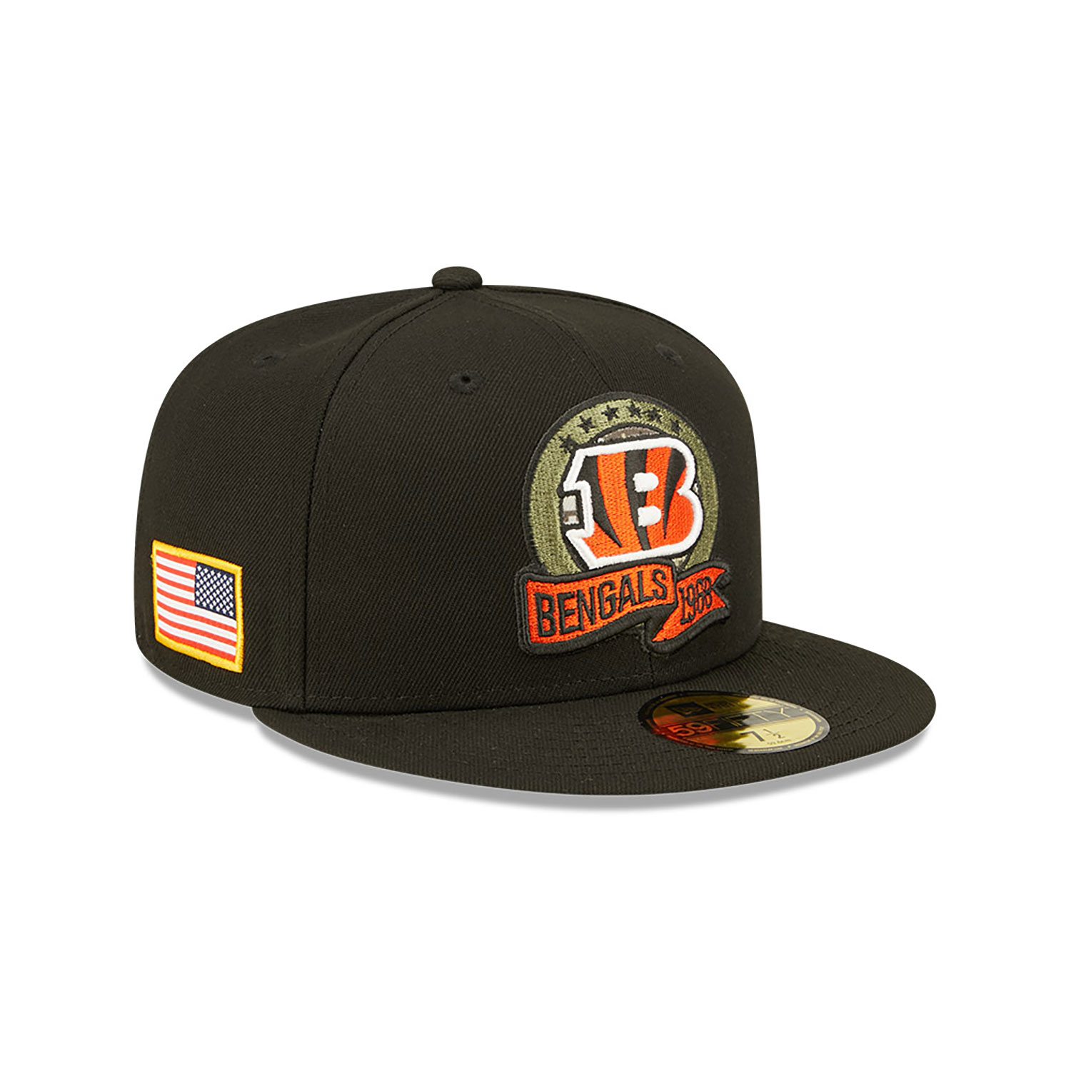 Cappellino 59FIFTY Fitted Cincinnati Bengals NFL Salute to Service Nero