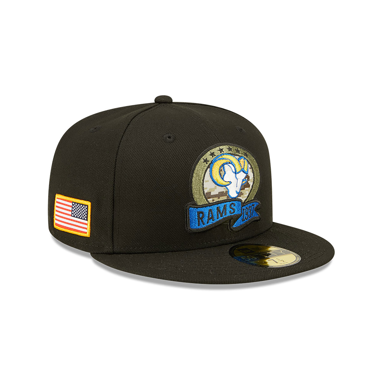 LA Rams NFL Salute to Service Black 59FIFTY Fitted Cap