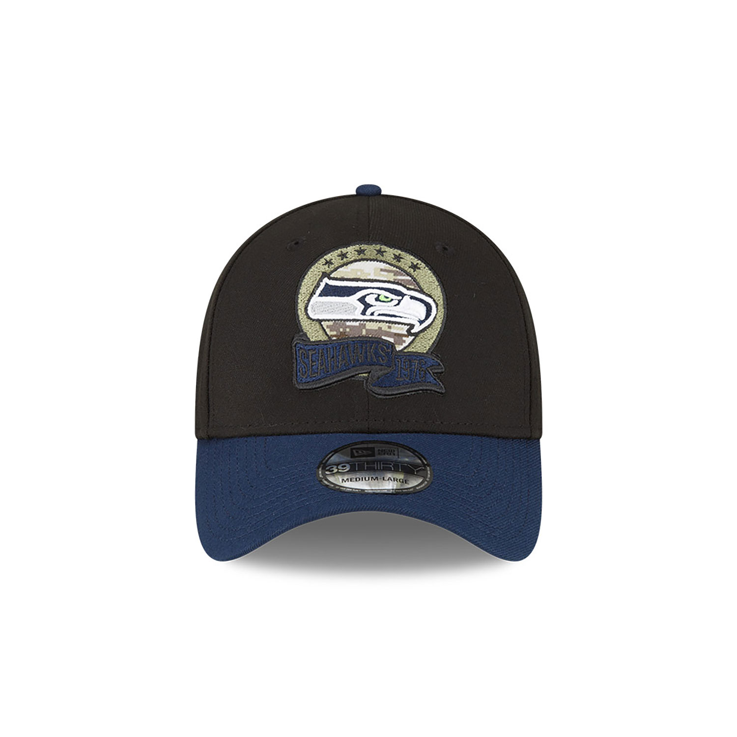 Seattle Seahawks NFL Salute to Service Black 39THIRTY Stretch Fit Cap