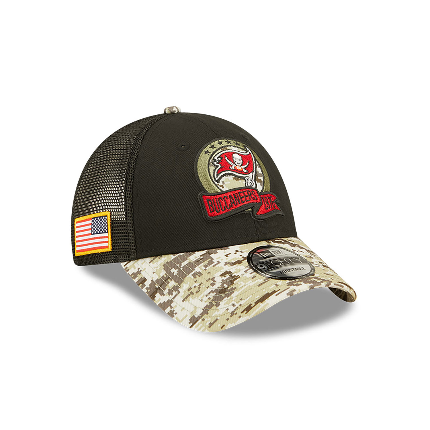 Cappellino 9FORTY Trucker Tampa Bay Buccaneers NFL Salute to Service Nero