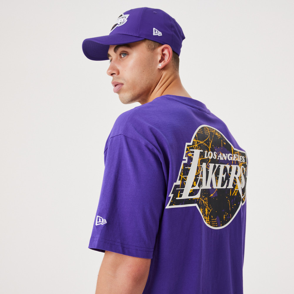 LA Lakers NBA Infill Team Logo Purple Oversized T-Shirt