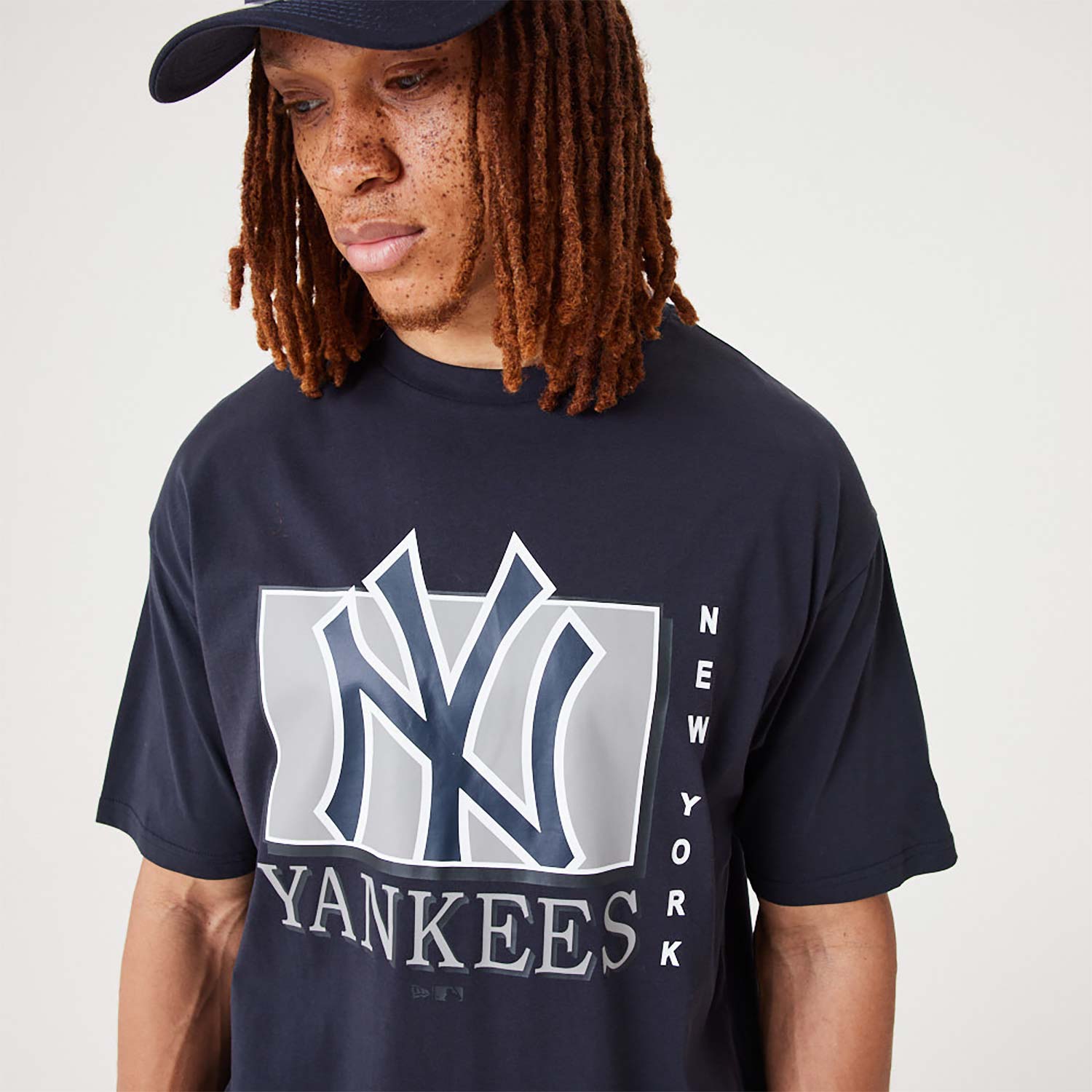 T-shirt Oversize New York Yankees MLB Team Wordmark Bleu Marine