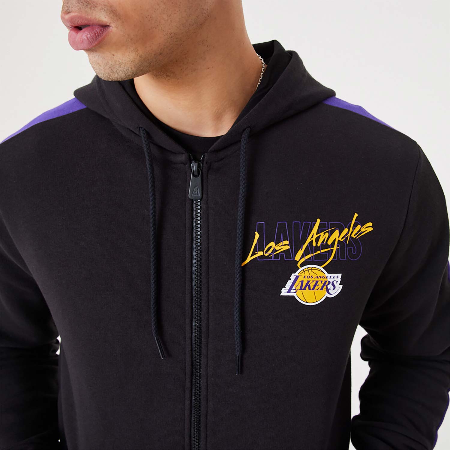 Felpa con cappuccio Full-Zip LA Lakers NBA Script nera