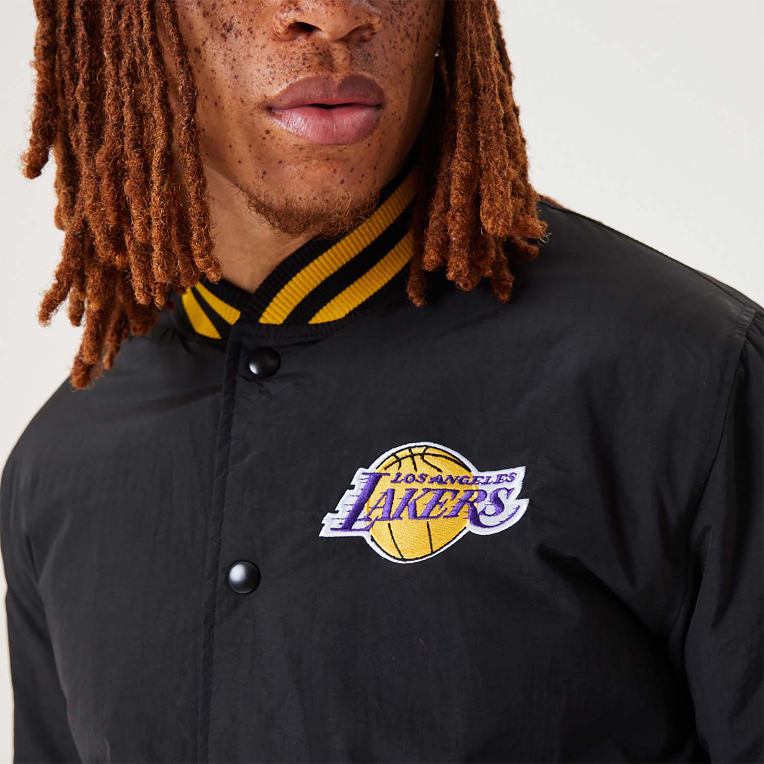 LA Lakers NBA Script Black Bomber Jacket