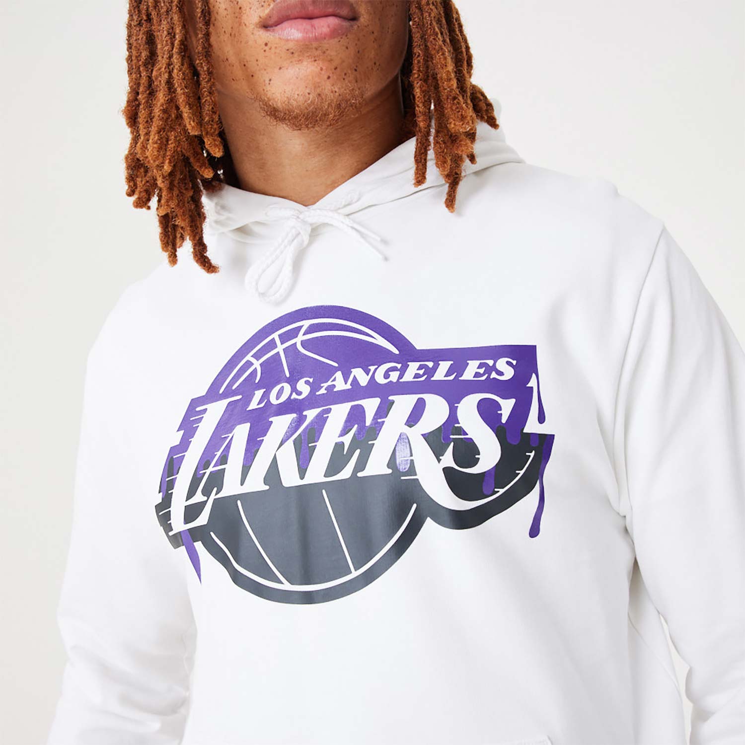 LA Lakers NBA Drip Logo White Pullover Hoodie