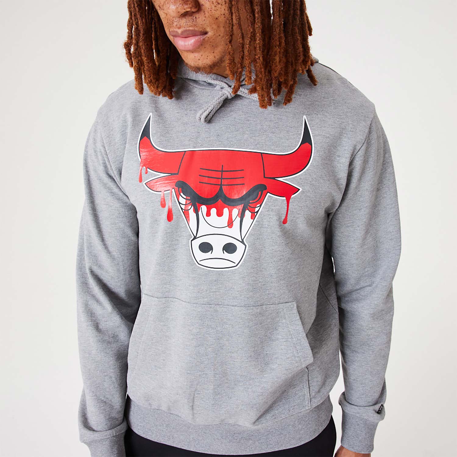 Chicago Bulls NBA Drip Logo Medium Grey Pullover Hoodie