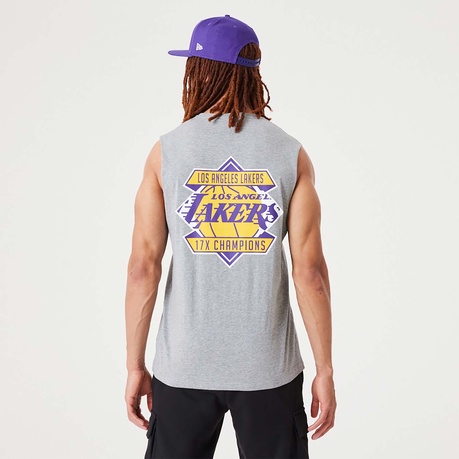 Official New Era NBA Championship LA Lakers Medium Grey Tank Top