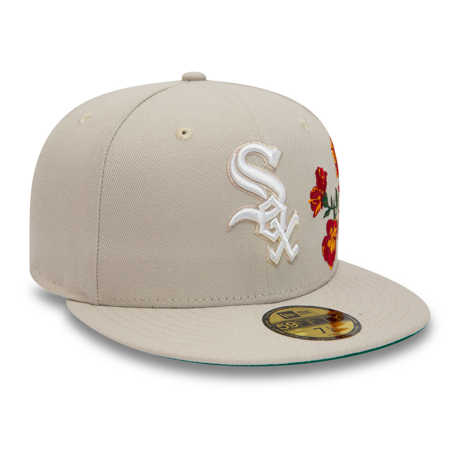 Beige Chicago White Sox MLB Floral 59FIFTY Fitted Cap