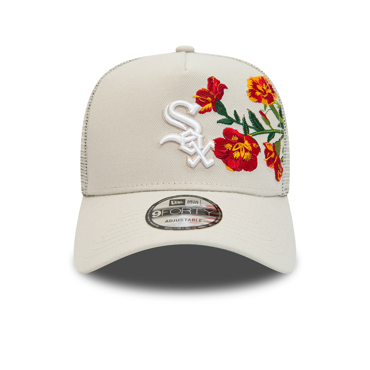 Chicago White Sox MLB Floral Light Beige 9FORTY A-frame Trucker Cap