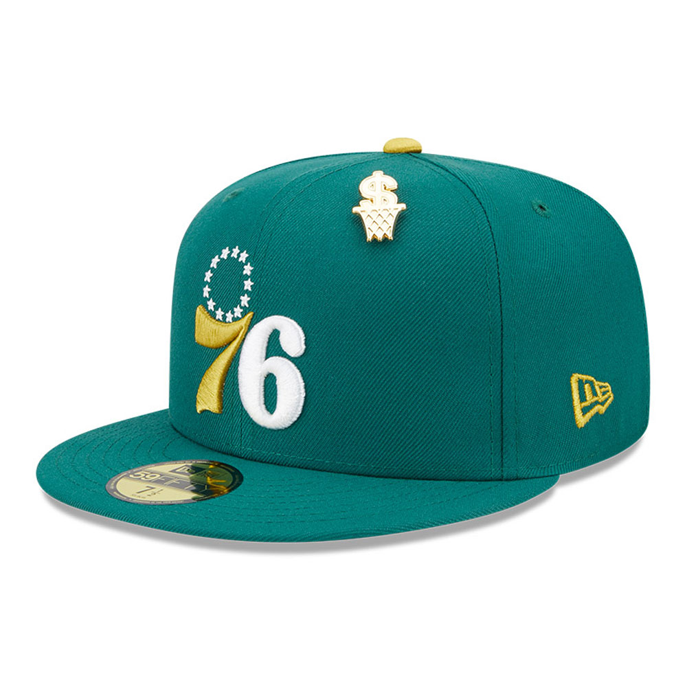Gorra oficial New Era Philadelphia 76ers Max Bet Verde 59FIFTY Fitted