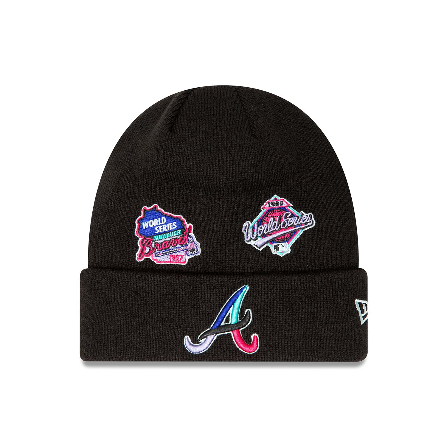 Atlanta Braves Black Polar Lights Beanie Hat