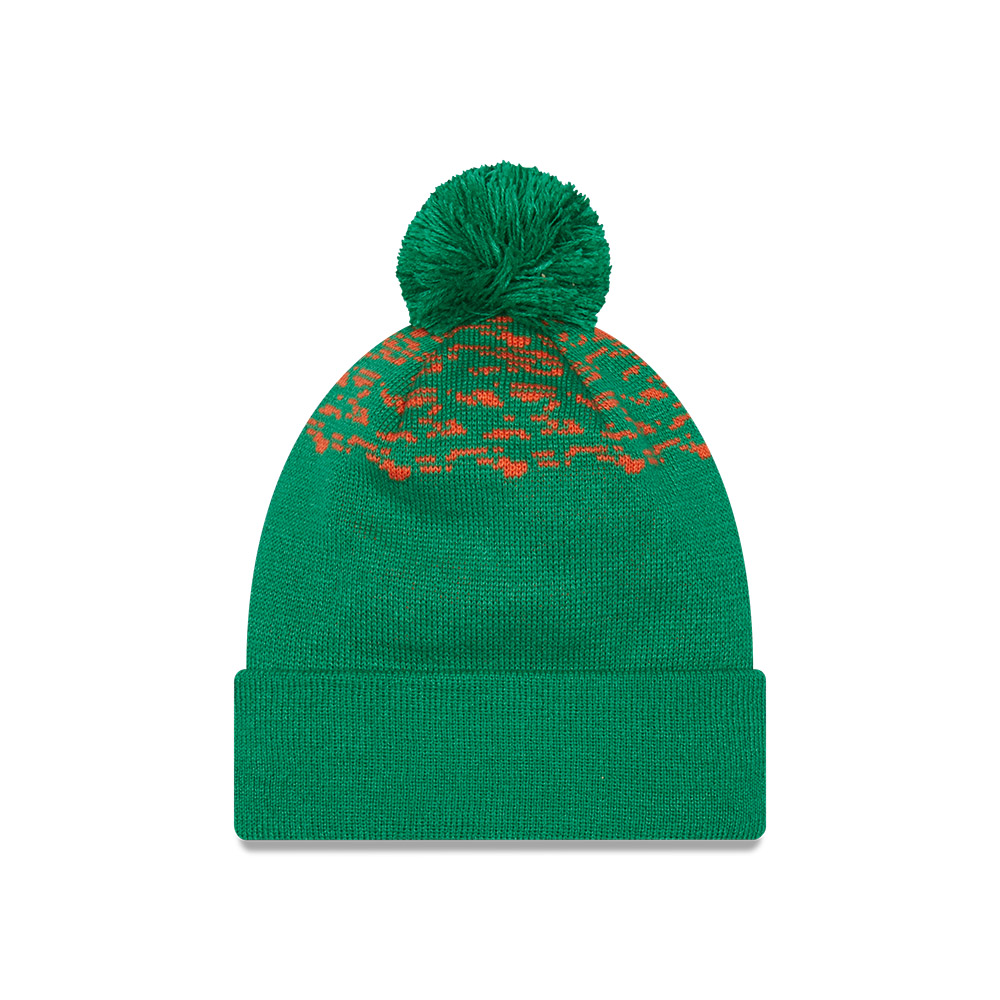 Football Association Of Ireland Marble Bobble Green Cuff Knit Beanie Hat