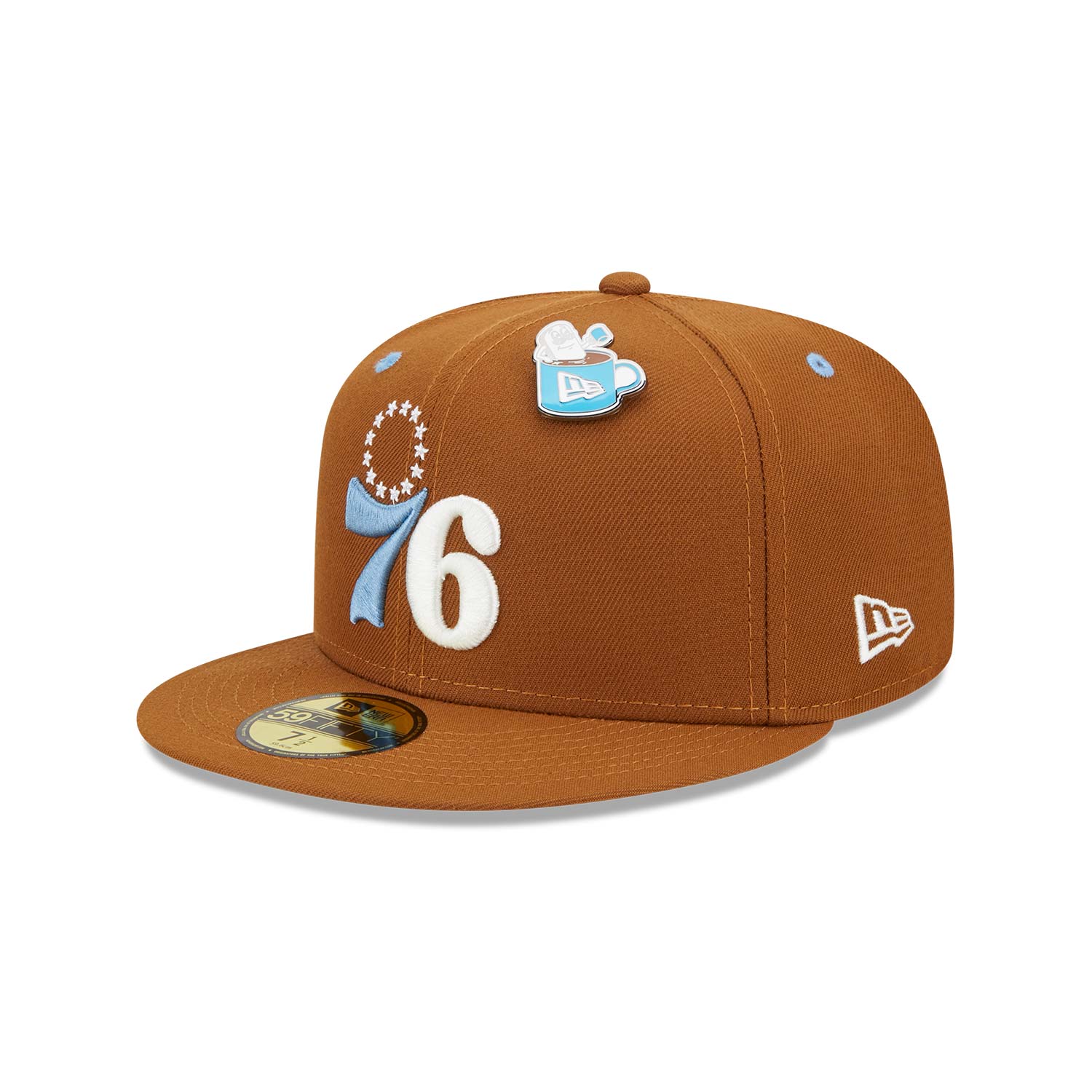 Gorra oficial New Era Philadelphia 76ers Hot Cocoa Marrón 59FIFTY Fitted