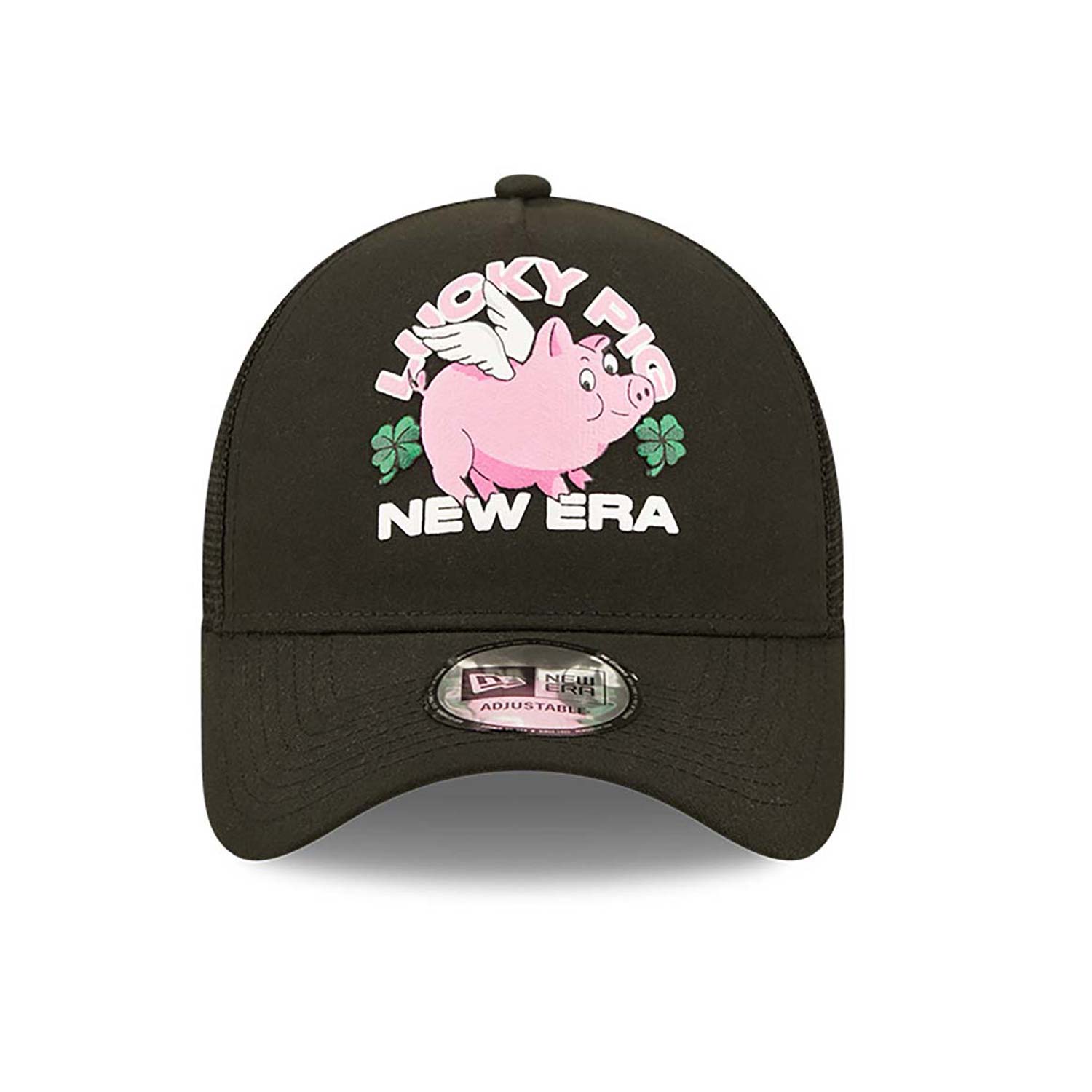 New Era Lucky Pig Repreve Black A-Frame Trucker Cap