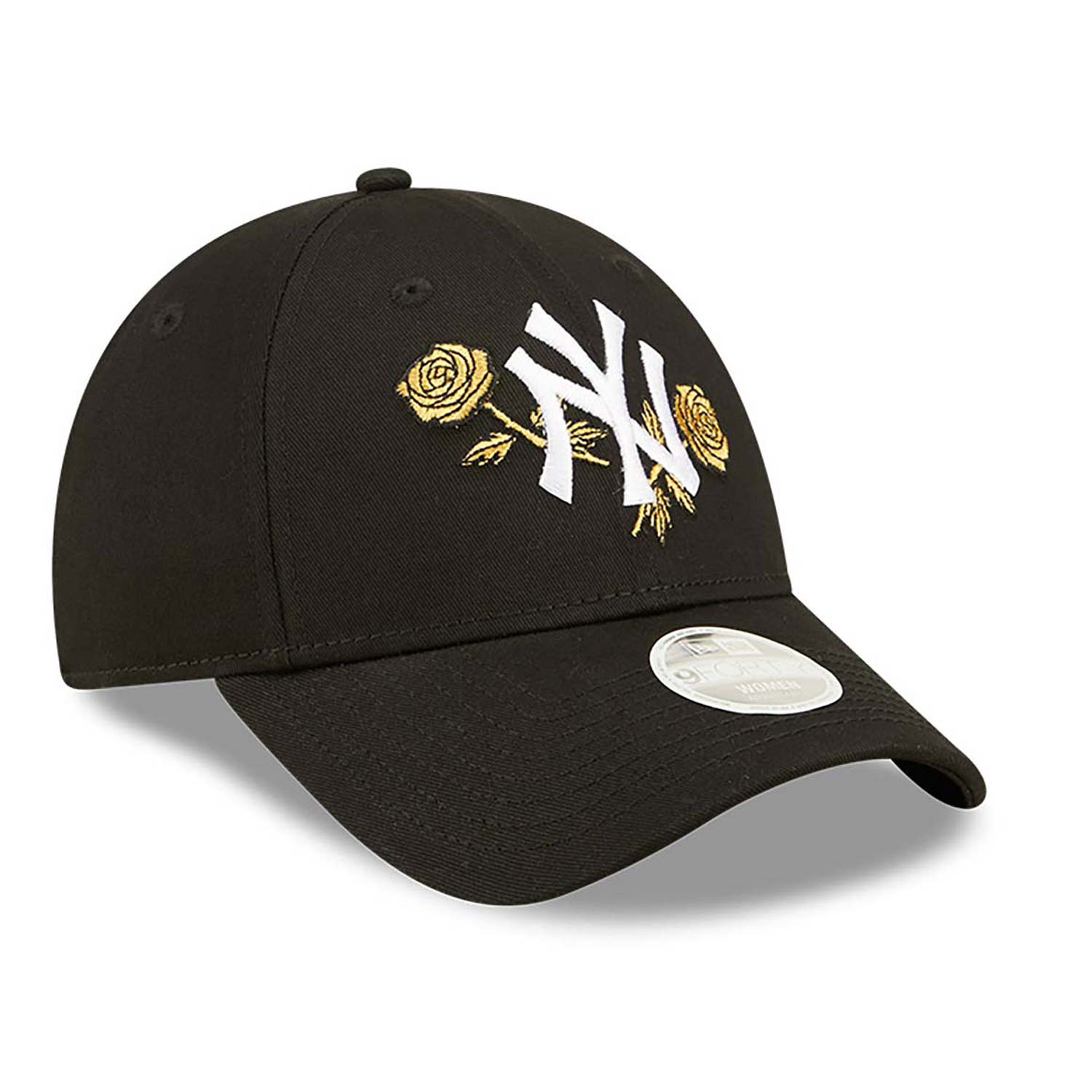 New York Yankees Womens Floral Metallic Black 9FORTY Adjustable Cap