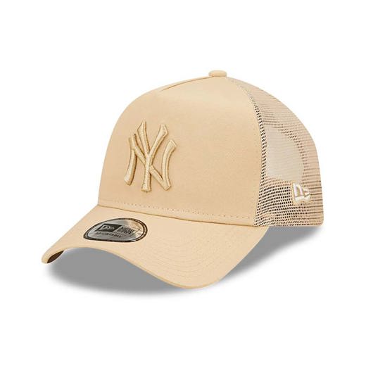Beige New York Yankees Tonal Mesh A-Frame Trucker Cap