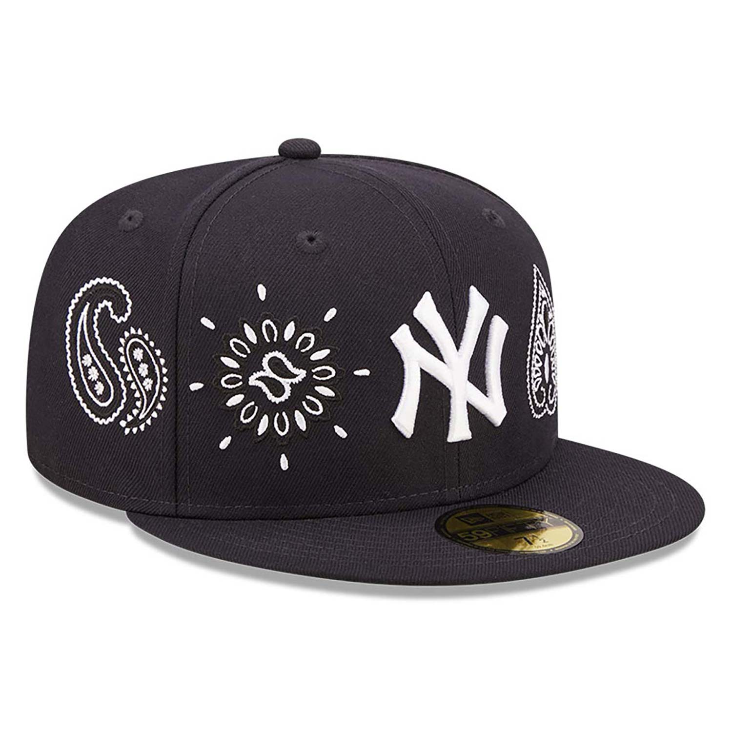 New York Yankees MLB All Over Print Paisley Black 59FIFTY Fitted Cap