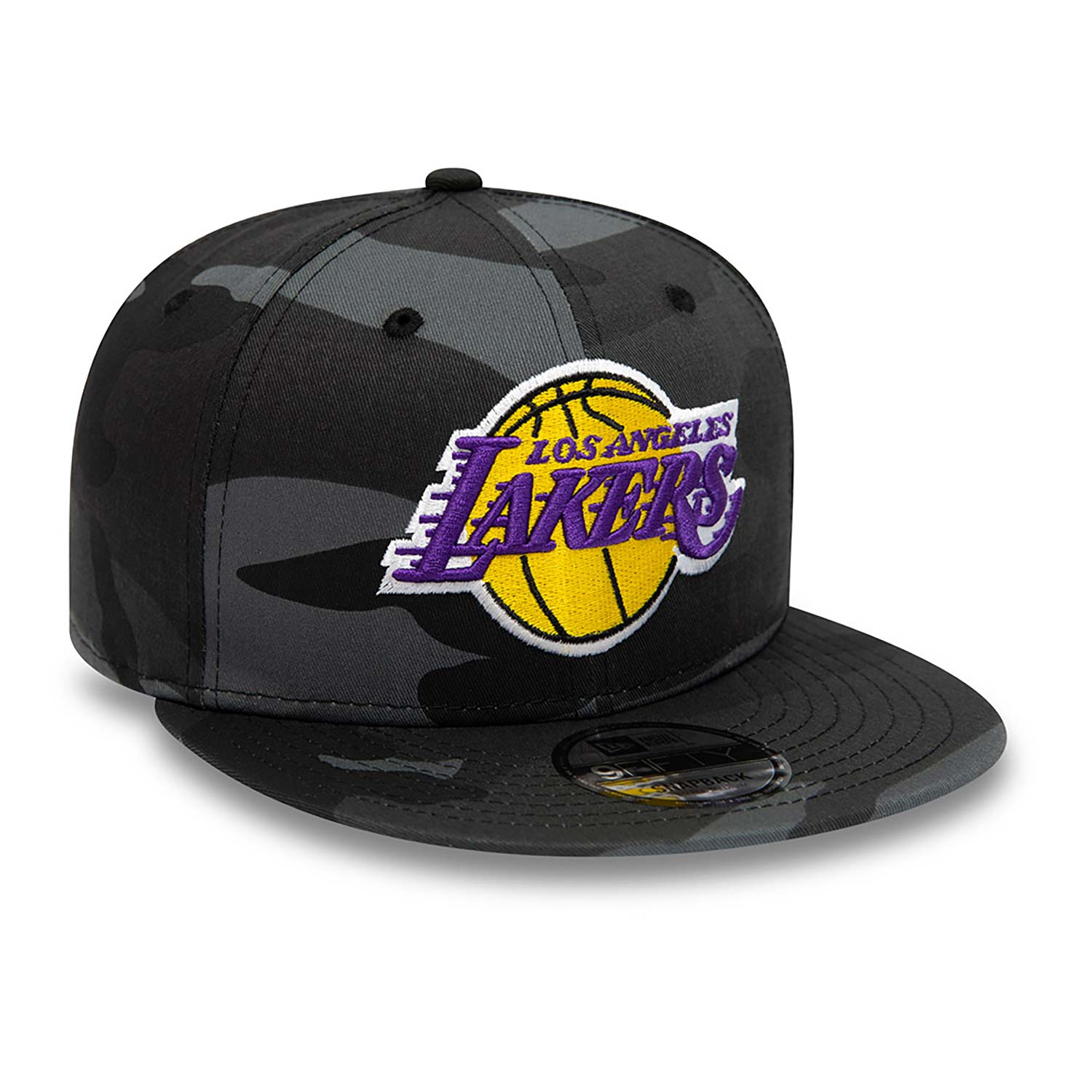 Men's New Era Camo Los Angeles Lakers 9FIFTY Trucker Snapback Hat