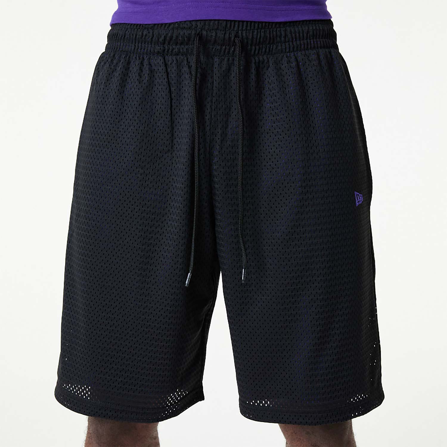 New Era Black And Purple Mesh Shorts